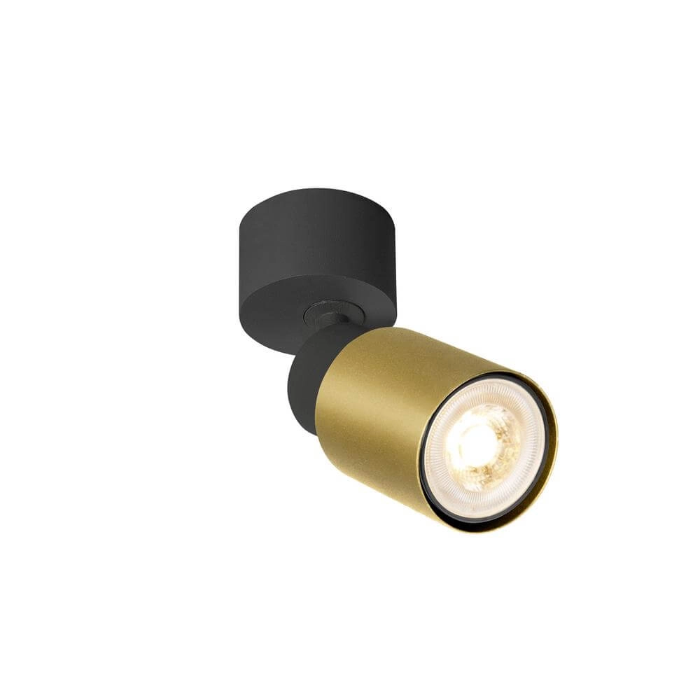 Opbouwspot Puri 2.0 Tube zwart-goud enkel