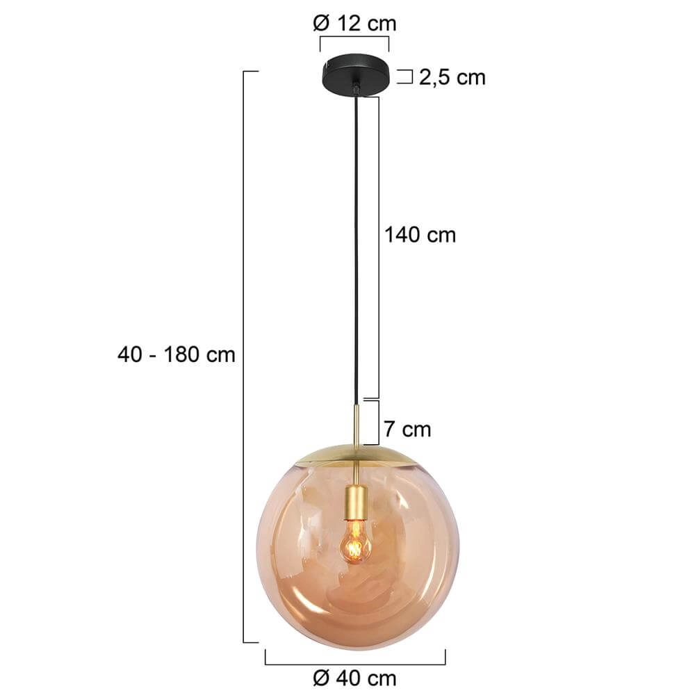 Hanglamp Bollique bol goud met amber glas Steinhauer 8712746177541