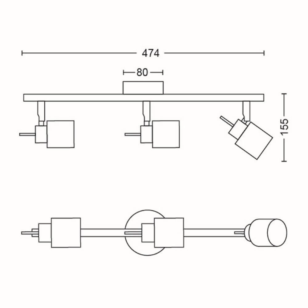 Zwarte plafondspot Meranti 3x GU10 Philips 8719514465411