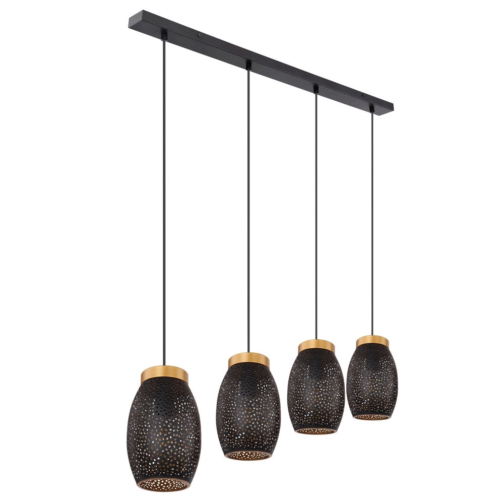 4-lichts hanglamp Narri zwart met goud - kleine gaatjes Globo 9007371392667