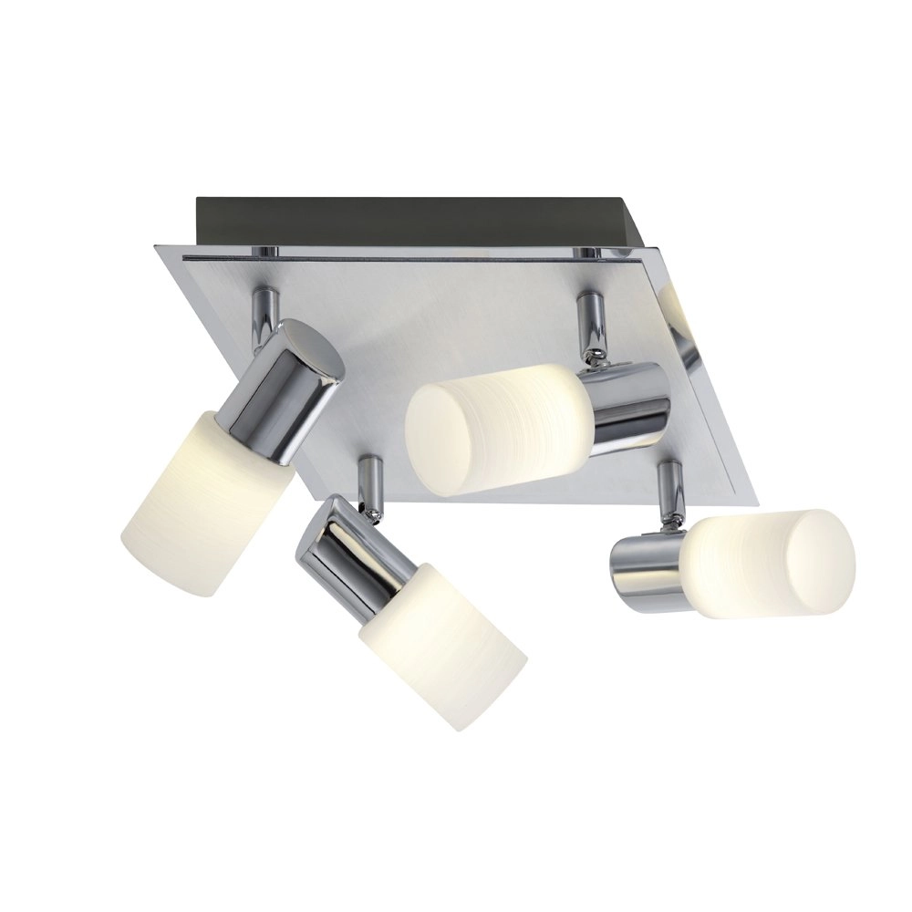 LED plafondspot Series 8214 Square 4-lichts metaalgrijs met chroom
