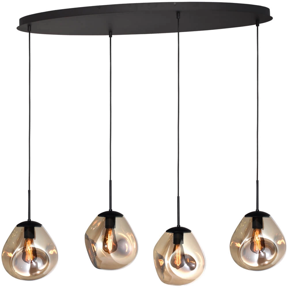 Hanglamp Lava Oval 4x goud glas Ø 24cm