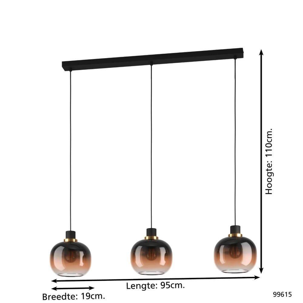 Eettafel hanglamp Oilella 3x glas Eglo 9002759996154