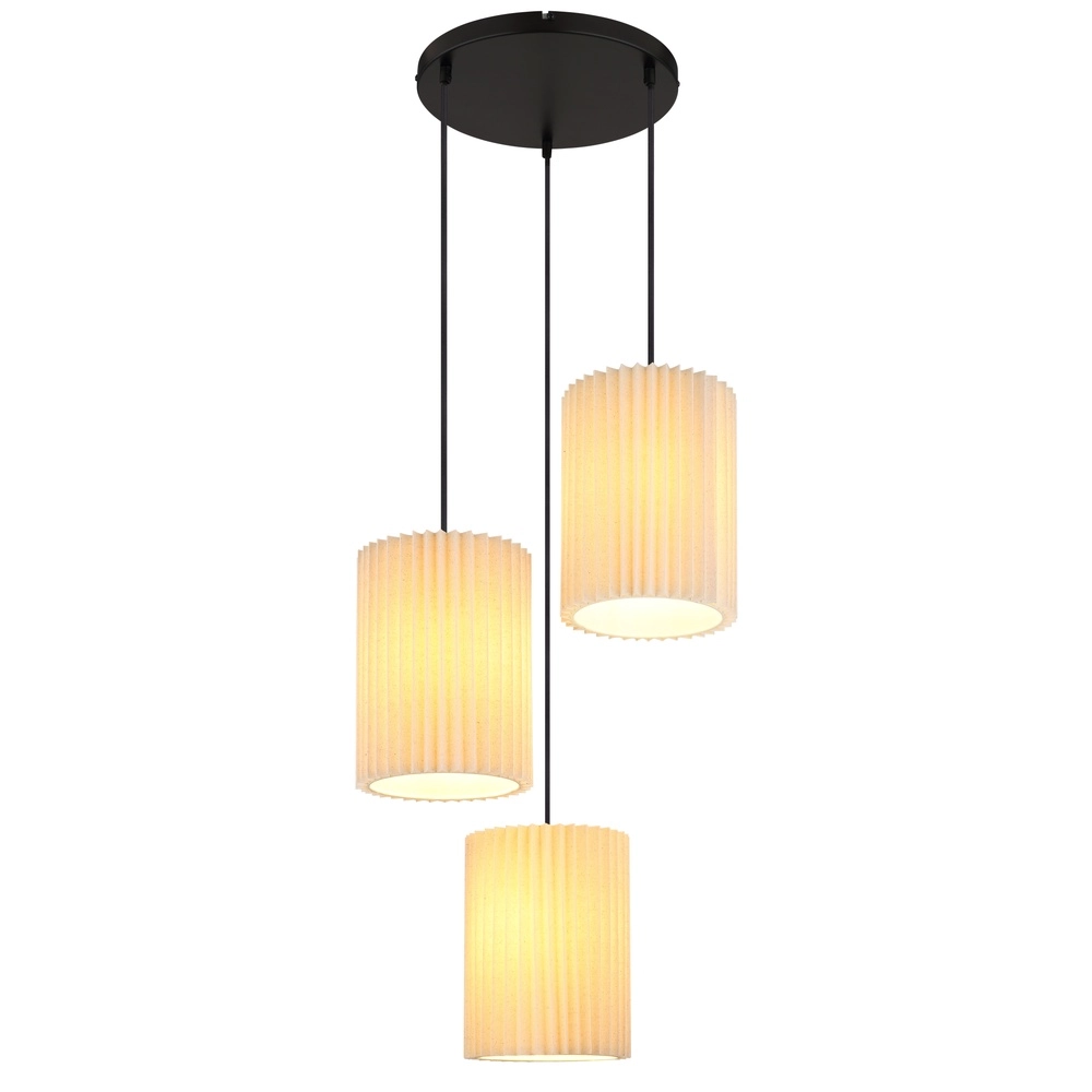 3-lichts hanglamp Page zwart met wit rond