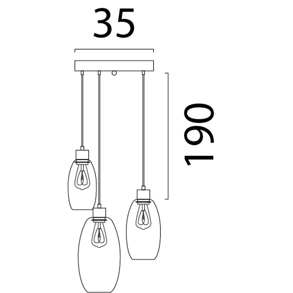 Vide hanglamp Olive met 3 glazen - zand - Ø35cm Masterlight 8718121394046
