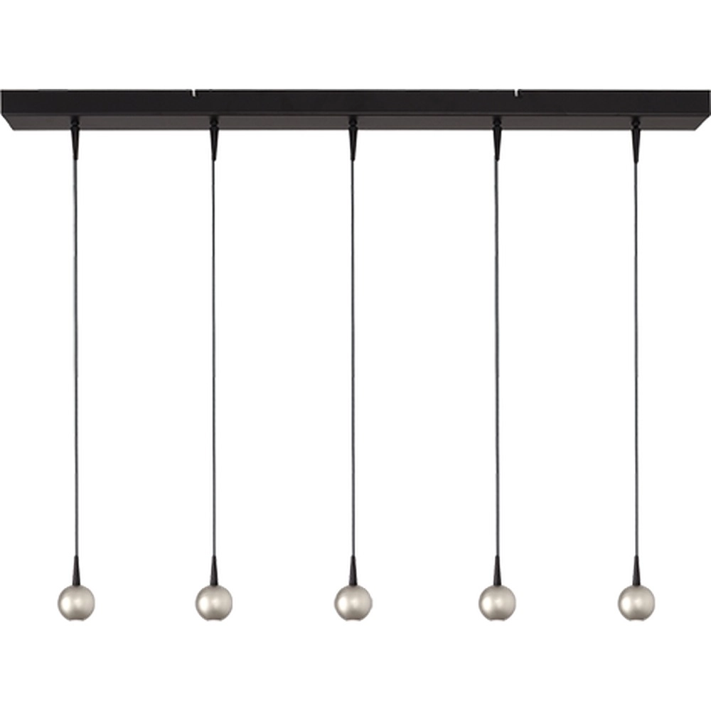 5-lichts hanglamp Talana zwart met nikkel Ø6cm DTW