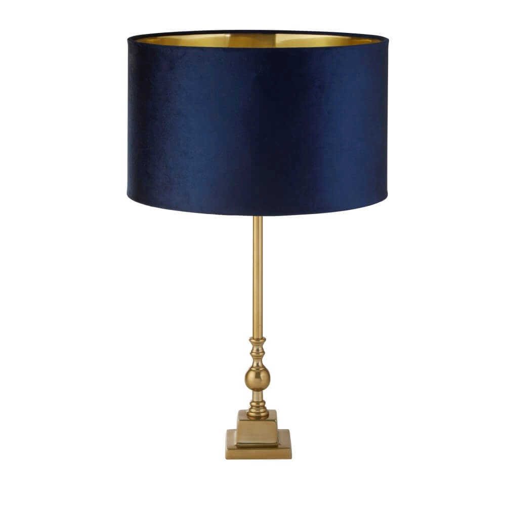 Gouden tafellamp Whitby met donkerblauwe kap