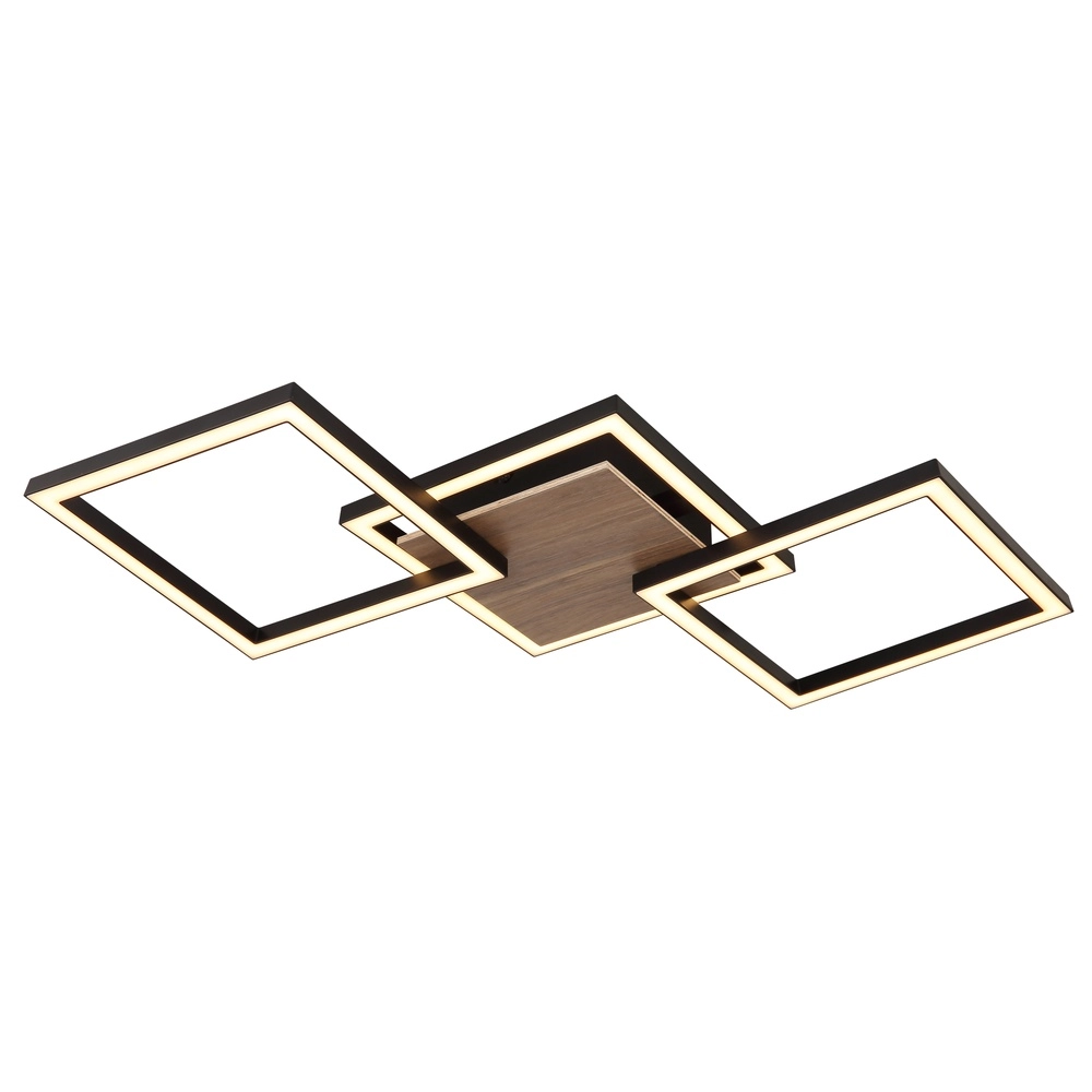 Design plafondlamp Kaden zwart met houtlook
