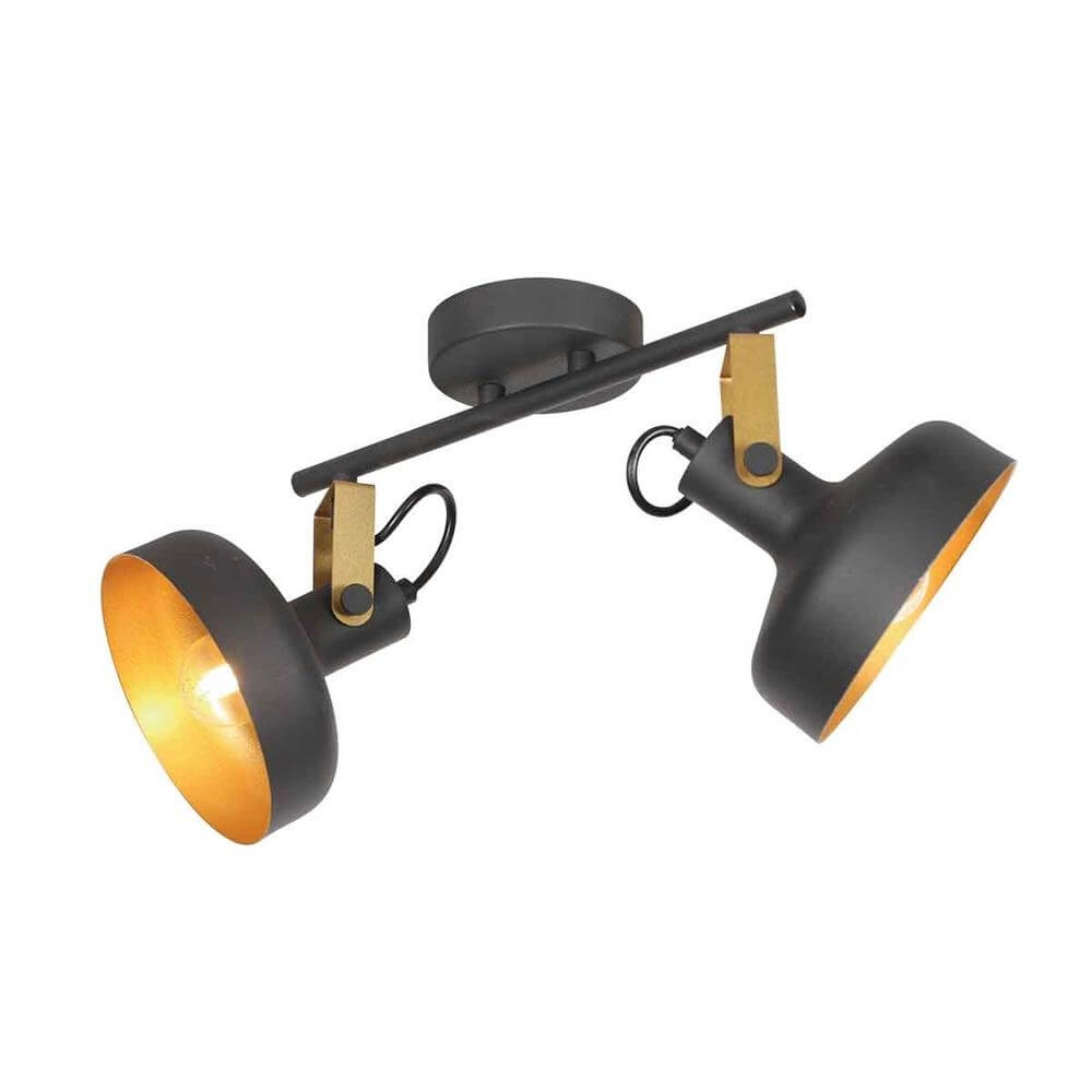 Plafondlamp Prato zwart met goud 2-lichts Steinhauer 8712746176384