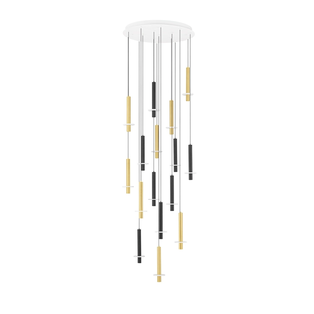Design hanglamp Noemi zwart met wit en goud Ø 72cm Lyora 5212063503335