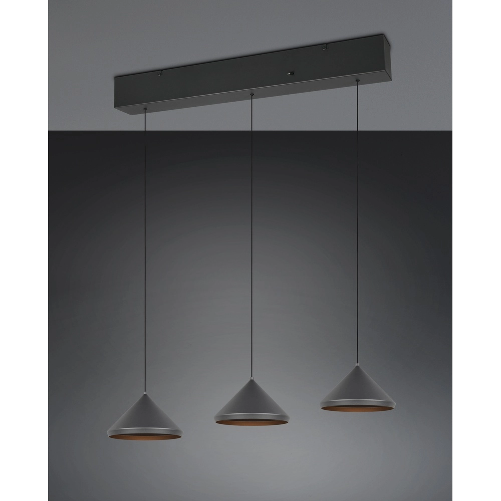 3-lichts hanglamp Laguna zwart