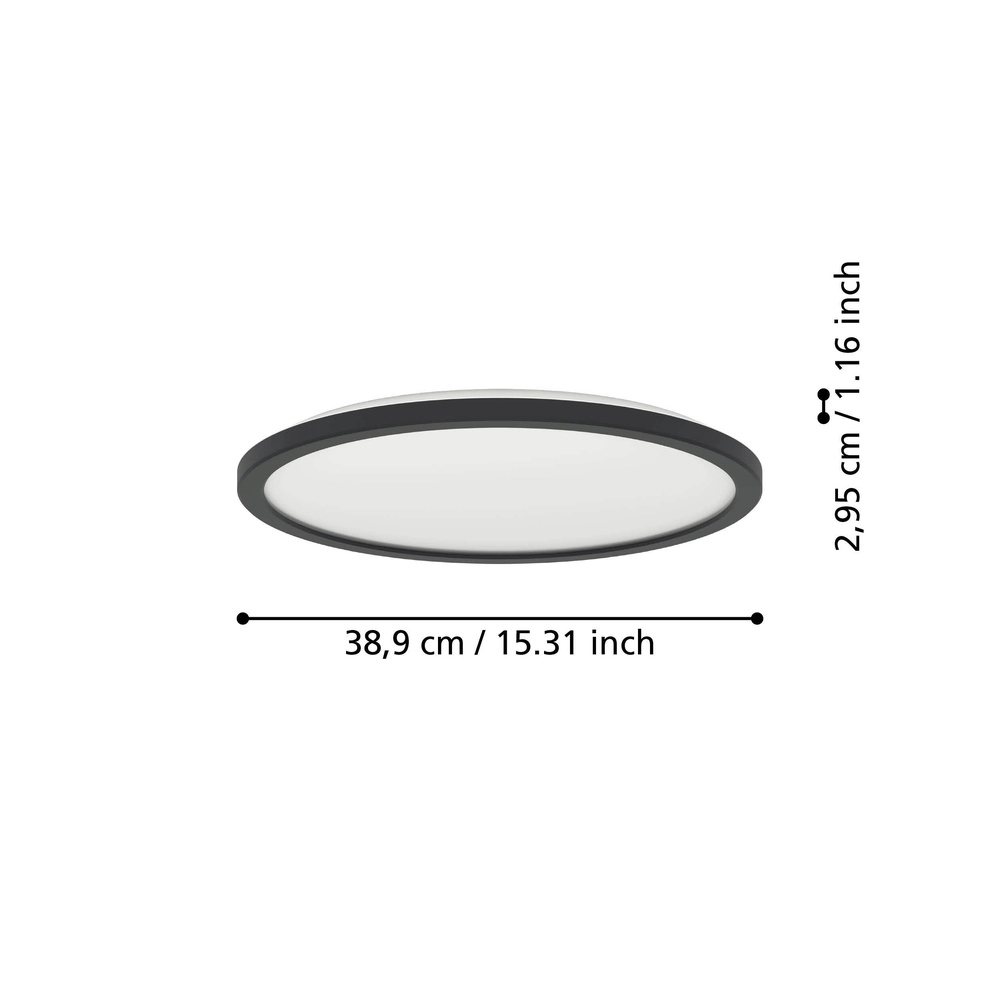 Badkamer lamp met remote Rovito-R rond - zwart - Ø 38,9cm Eglo 9008606329984