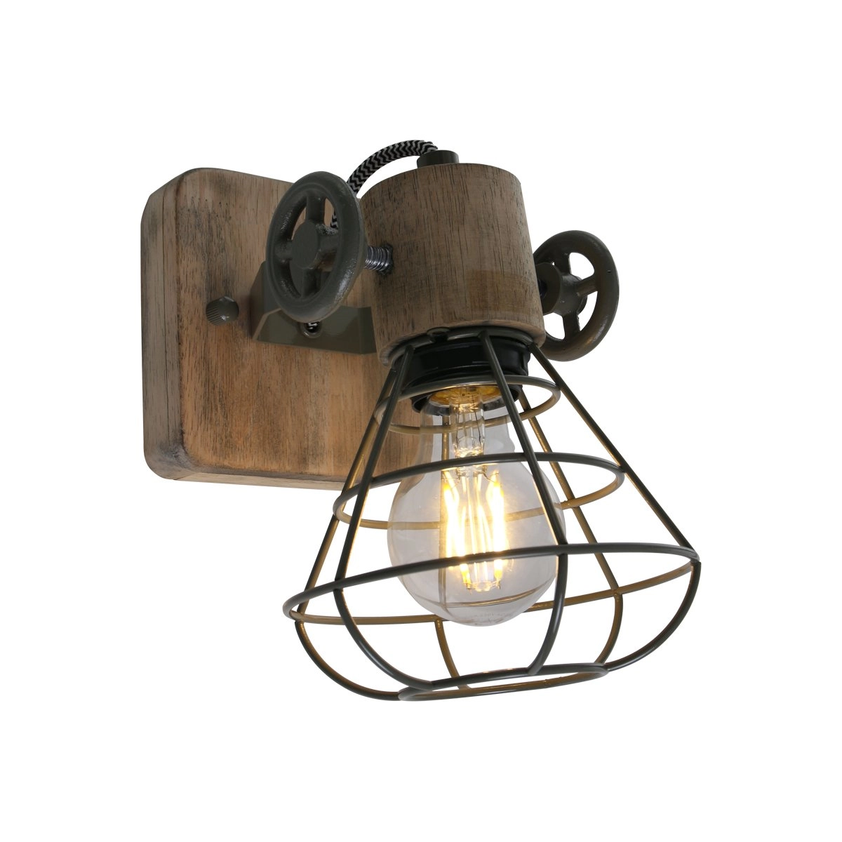 Wandlamp Geurnesey donkergroen met hout