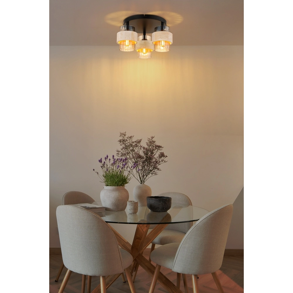 Plafondlamp Daren zwart met marmer Globo 9007371586660