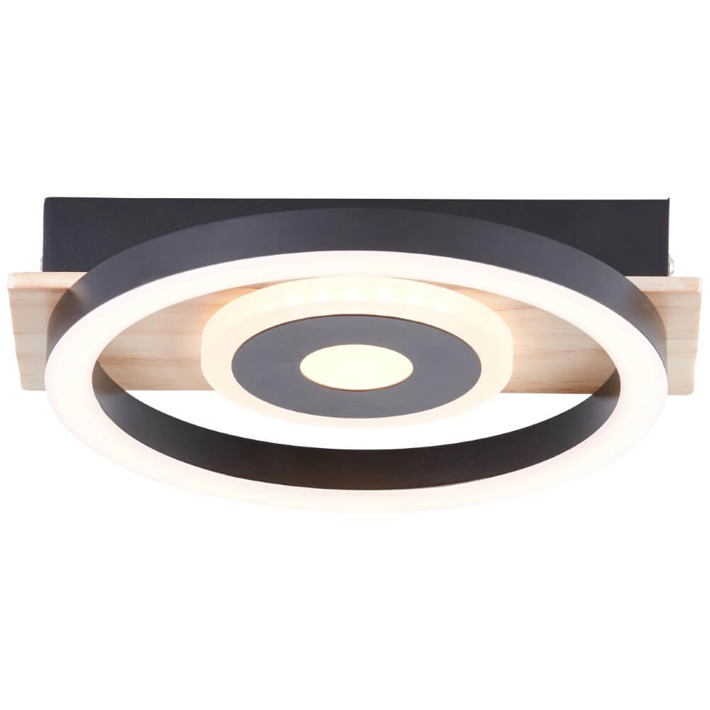 Plafondlamp Maureen Ø 20cm zwart met hout
