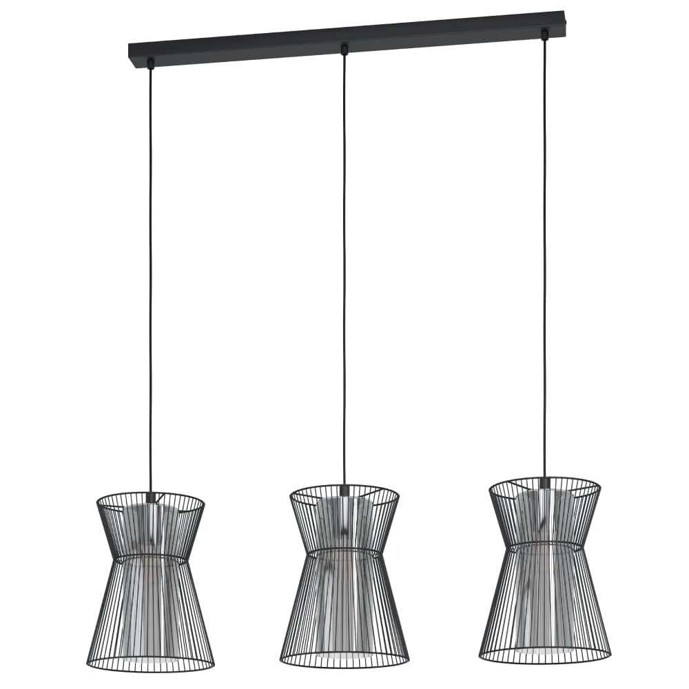 3-lichts hanglamp Maseta zwart