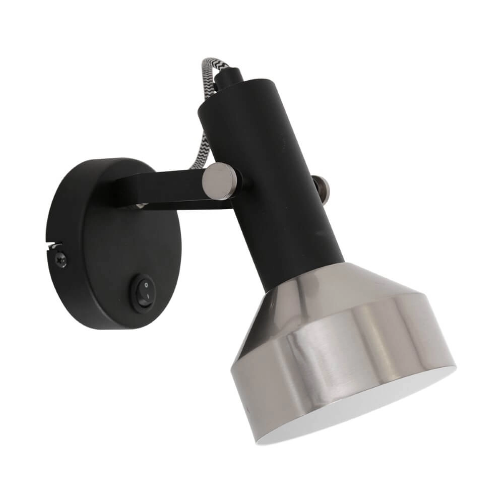 Zwart met RVS wandlamp Acier