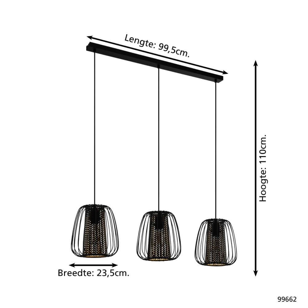 Eetkamer hanglamp Curasao zwart met goud Eglo 9002759996628