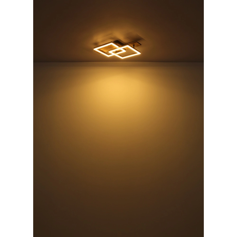Design plafondlamp Jeffry zwart met hout 44cm Globo 9007371507597