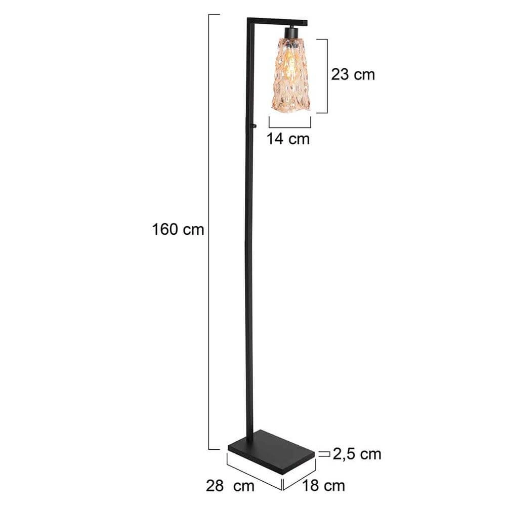 Vloerlamp Vidrio zwart met amber glas Steinhauer 8712746173741