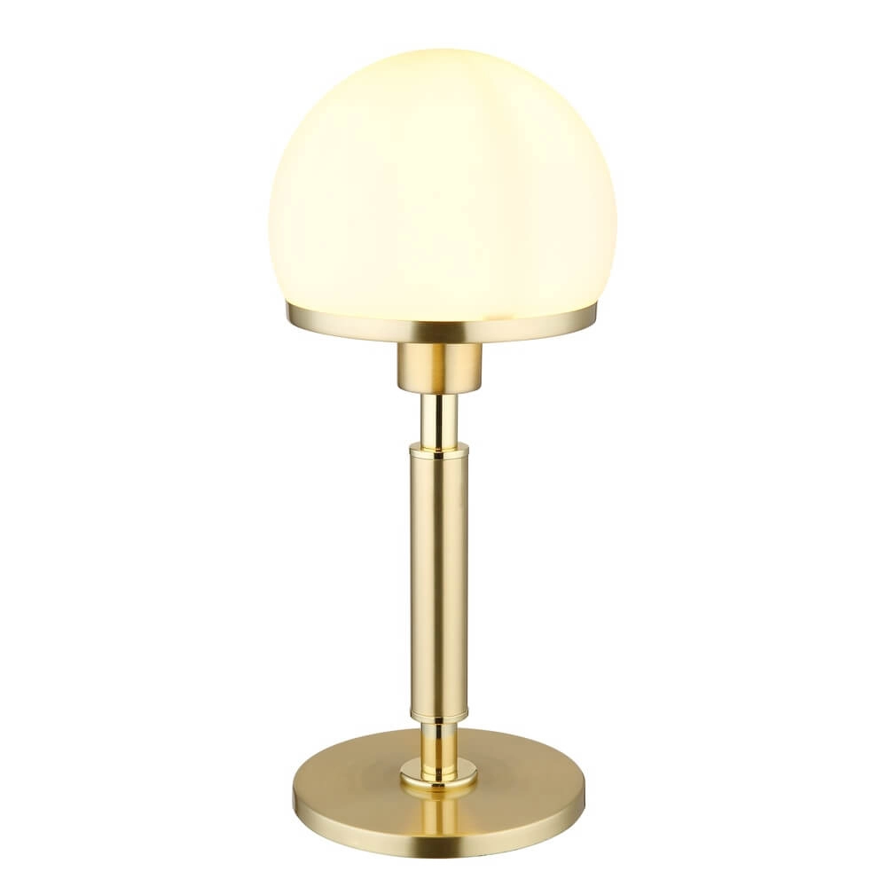 Tafellamp Haku goud met wit glas