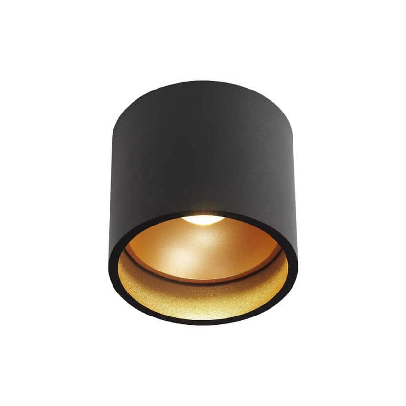 Led opbouwspot Orleans Zwart met gouden binnenkant