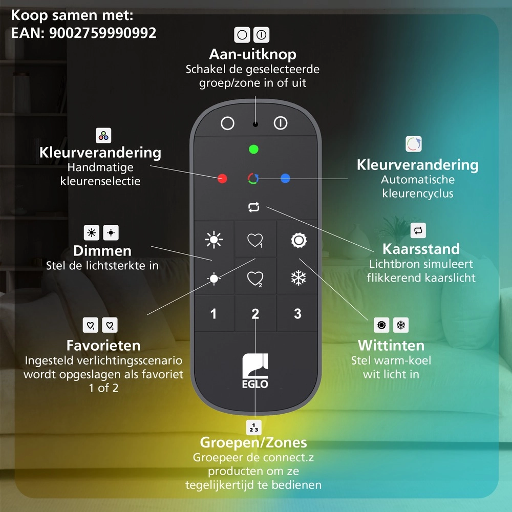 Smart hanglamp Flatron-Z zwart 100,5cm Eglo 9008606390571