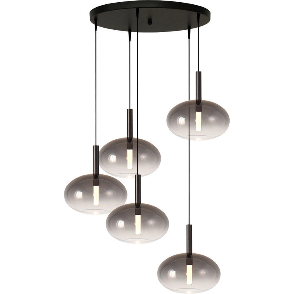 5L vide hanglamp Lido Onion met Ø 24cm smoke-fading glas