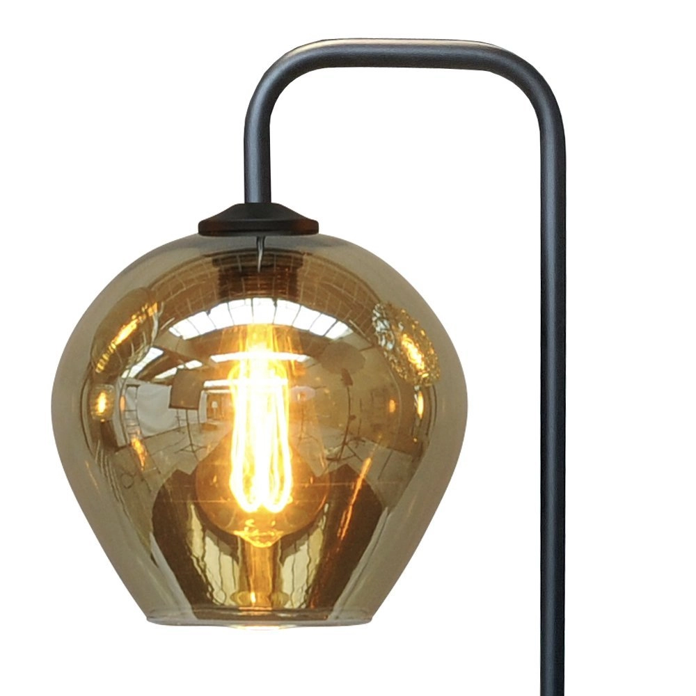 Zwarte tafellamp Quinto met smoke glas Masterlight 8718121250960