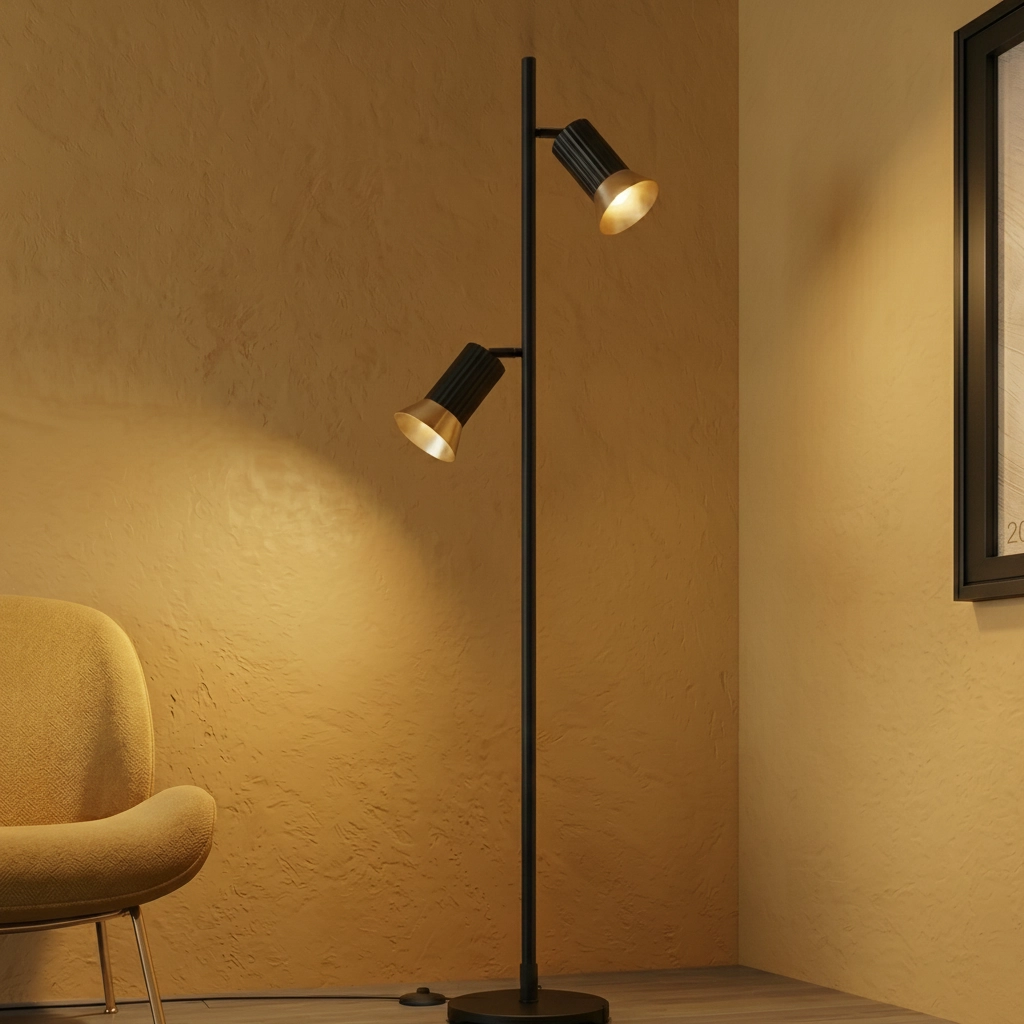 Design vloerlamp Luvia zwart met goud