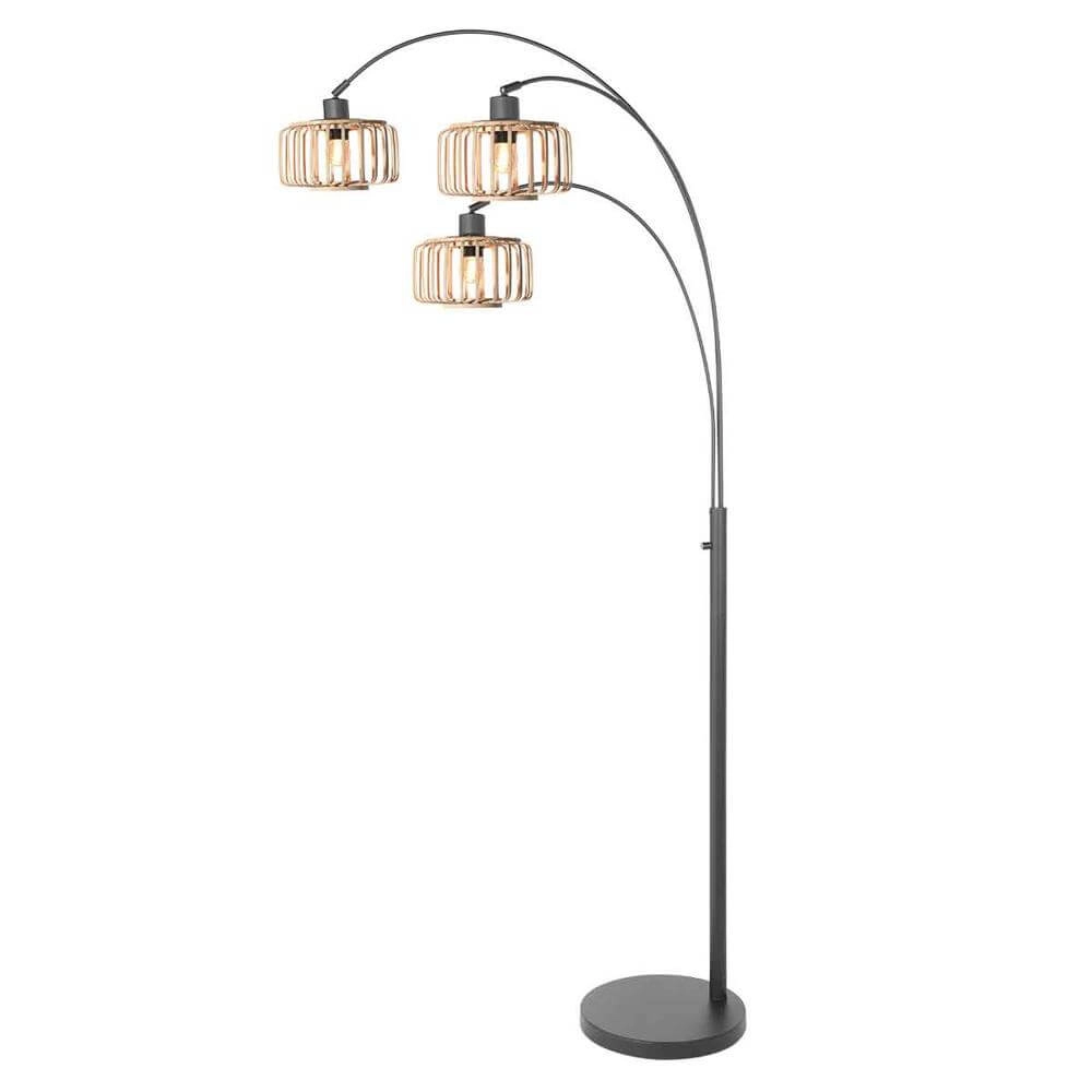 Bamboe vloerlamp Sparkled Light met zwart Steinhauer 8712746176803