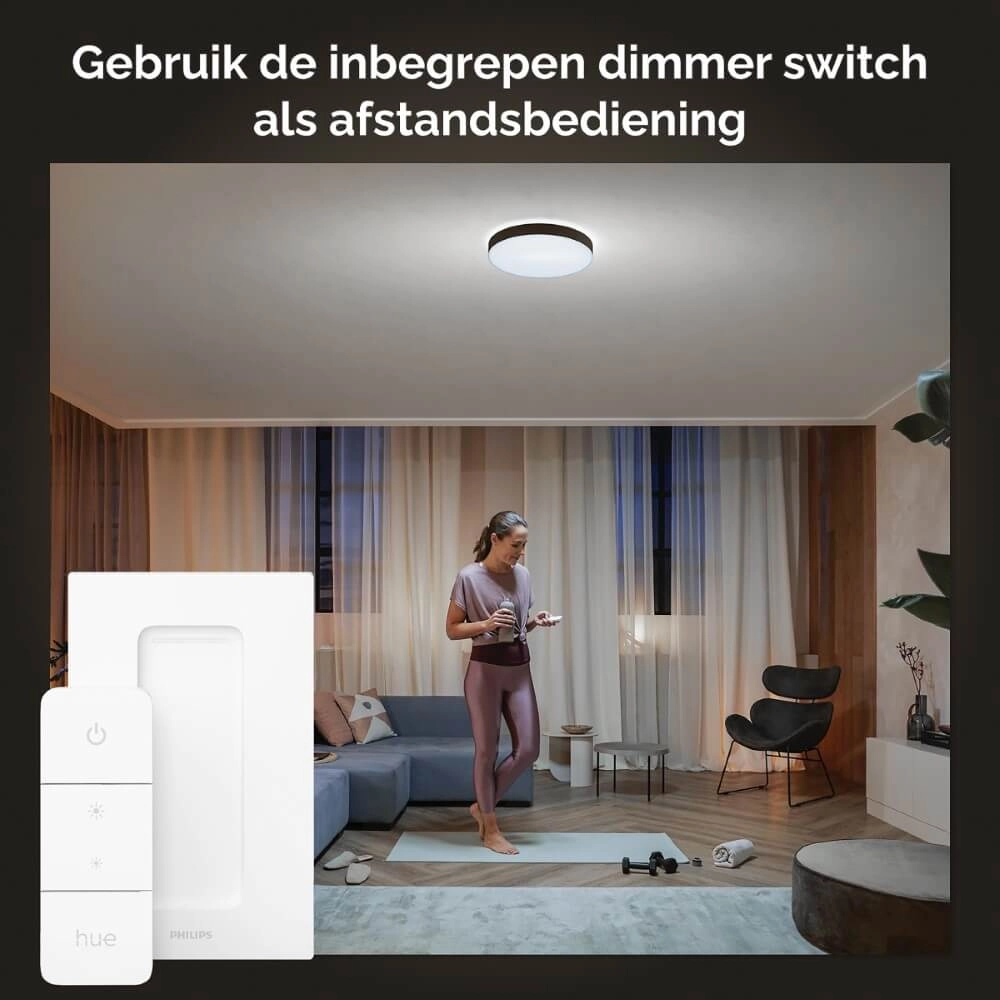 Plafondlamp Hue Enrave XL - White Ambiance Ø 55,1cm zwart Philips 8718696176481