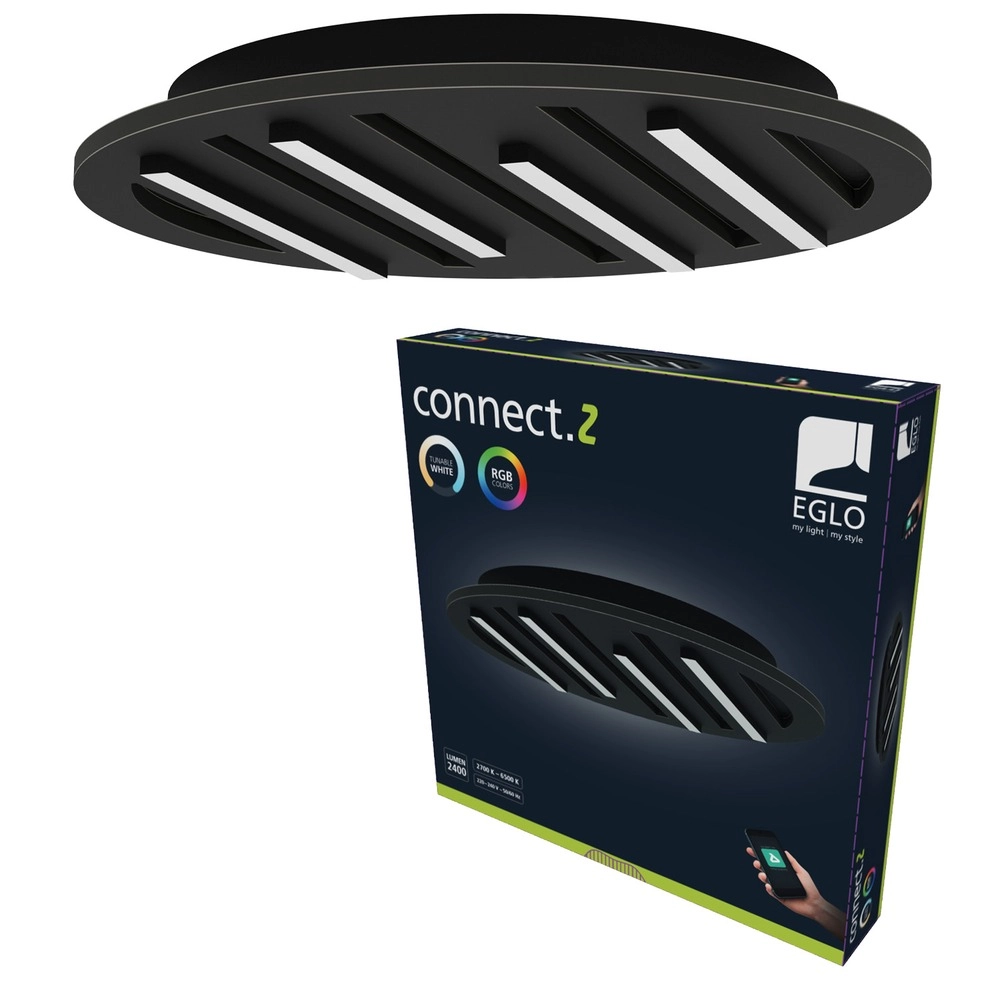 Smart plafonniere Pitrignani-Z rond Ø 38cm zwart Eglo 9008606390519
