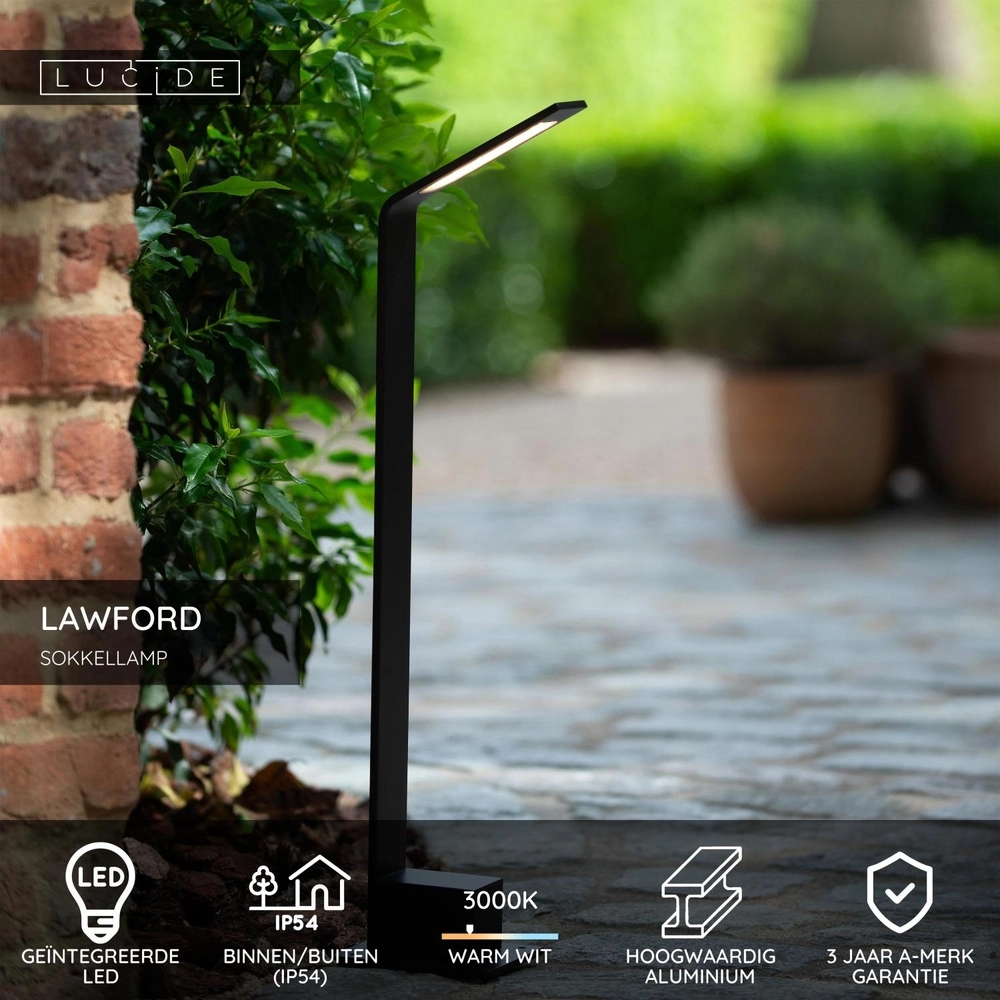 Design tuinlamp Lawford 60cm zwart Lucide 5411212290496