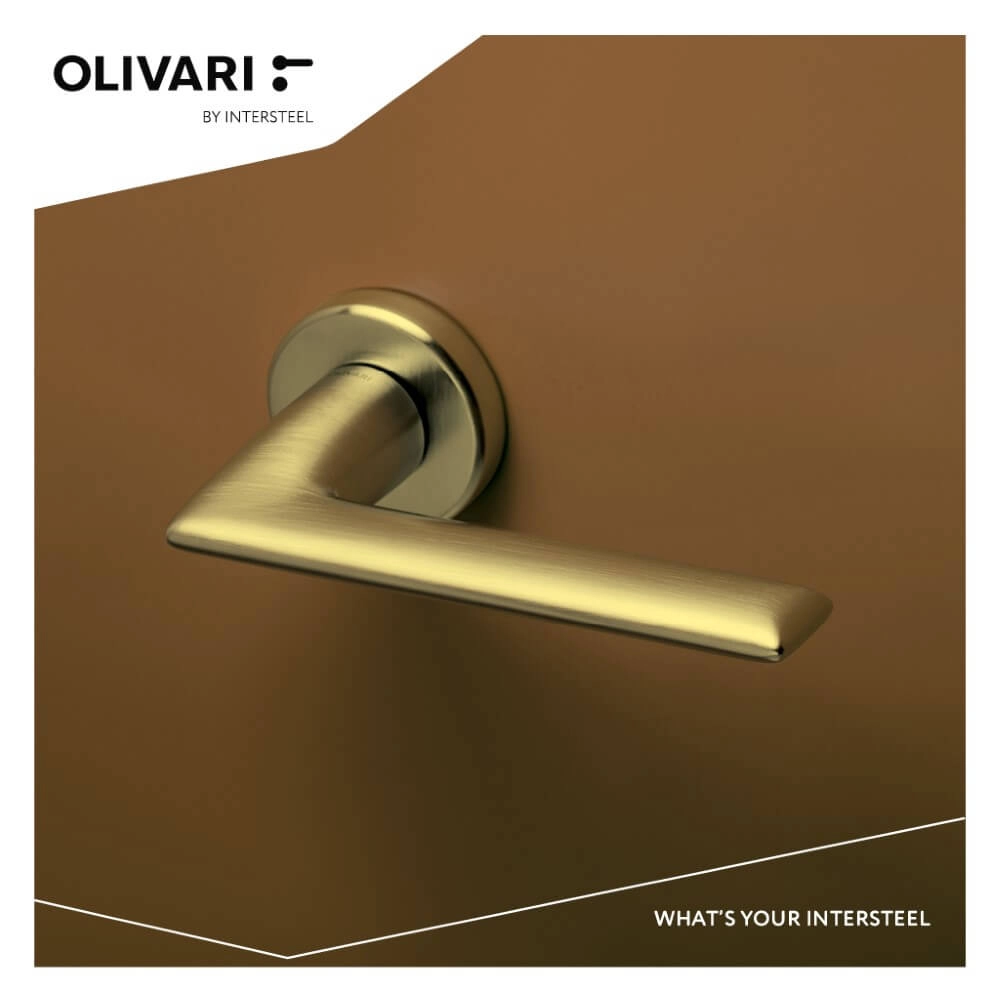 Design deurklink Tecno messing mat Olivari 8714186478233