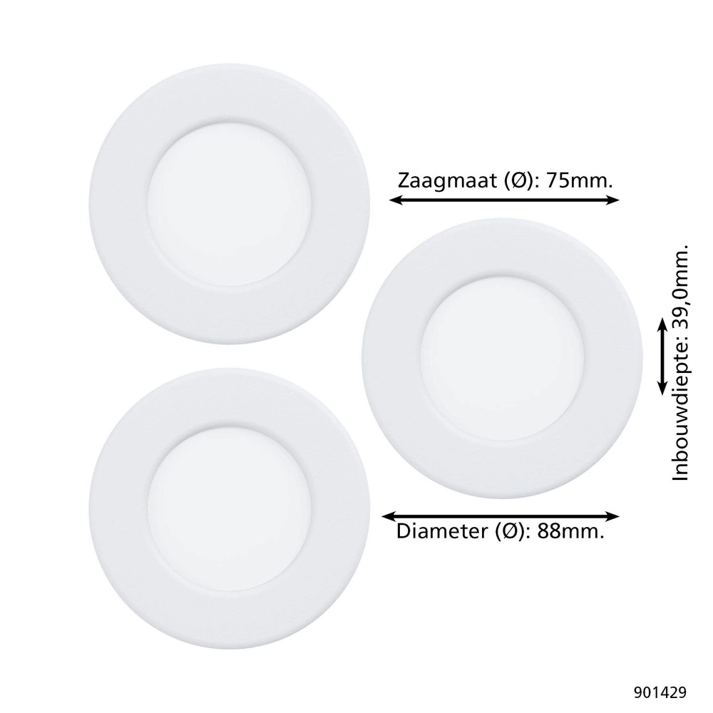 IP44 inbouwspot Fueva 6-Z Zigbee - wit - Ø 8,8cm Eglo 9008606330997