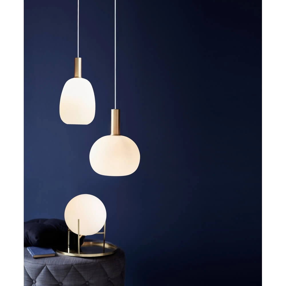 Glazen tafellamp Alton messing met wit glas Nordlux 5701581416987