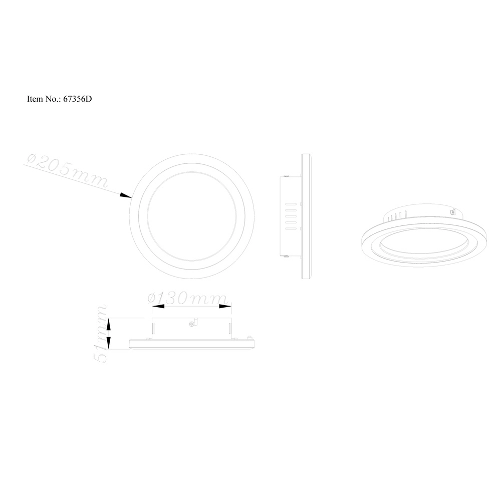 Plafondlamp Dakari I enkele ring zwart Globo 9007371531783