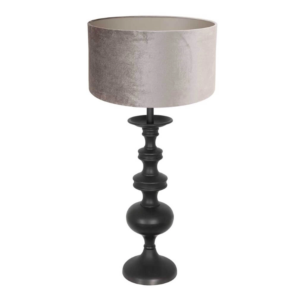 Klassieke schemerlamp Lyons C met taupe velours kap
