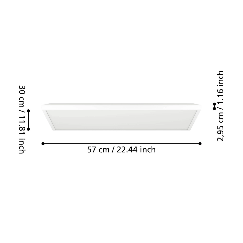 Badkamer plafondlamp Rovito vierkant - wit - 57x30cm Eglo 9008606329977