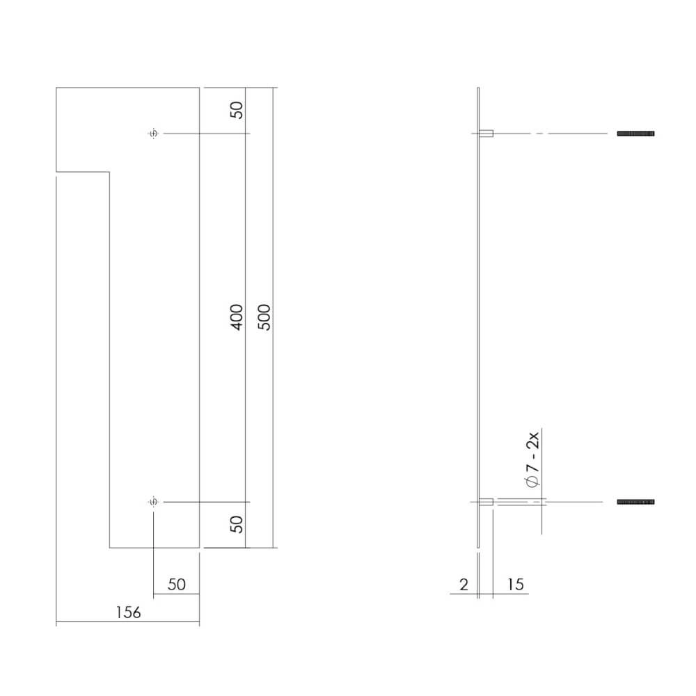 Huisnummer 1 XXL Numbra 50cm RVS Intersteel 8714186503188