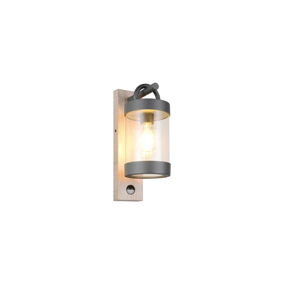 Wandlamp Sambesi grijs met hout en sensor