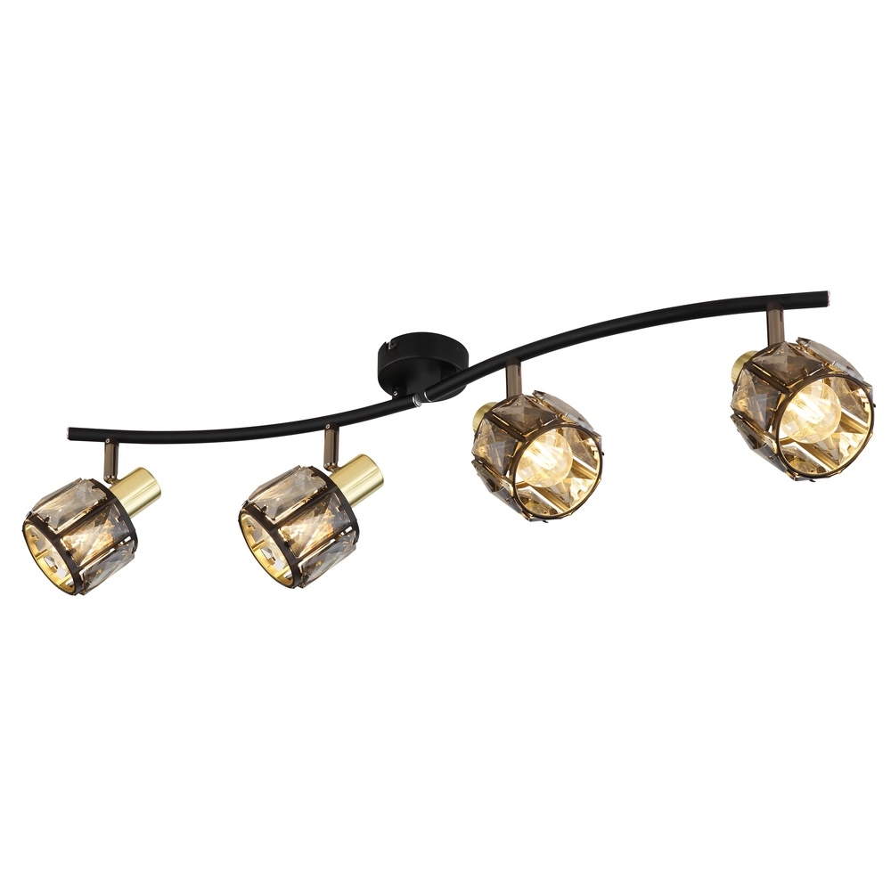 4-lichts plafondlamp Indiana zwart