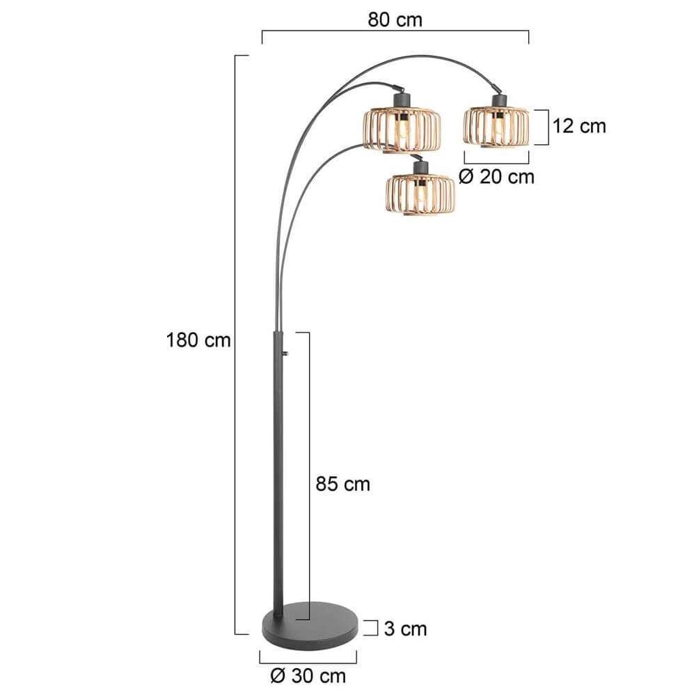 Bamboe vloerlamp Sparkled Light met zwart Steinhauer 8712746176803