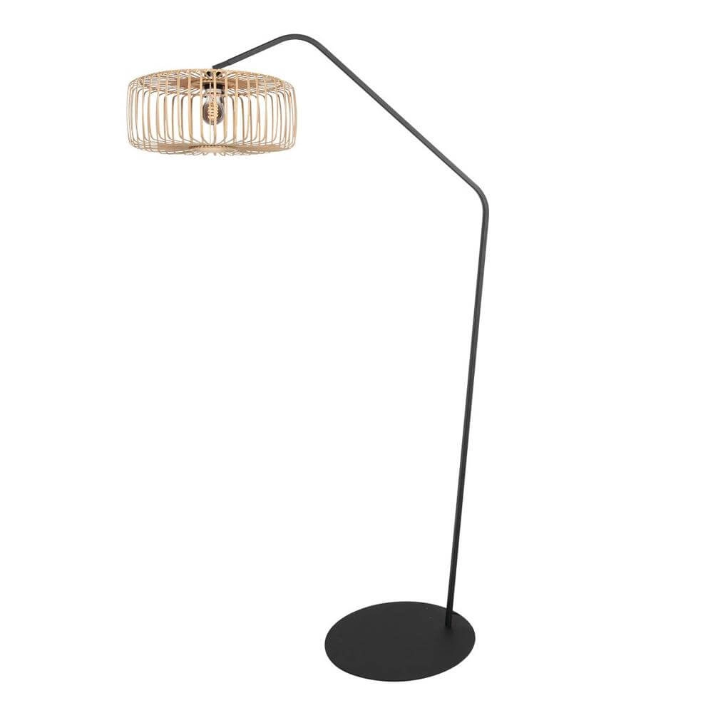 Vloerlamp Zig-Zag zwart met bamboe kap Ø 50cm Steinhauer 8712746179316