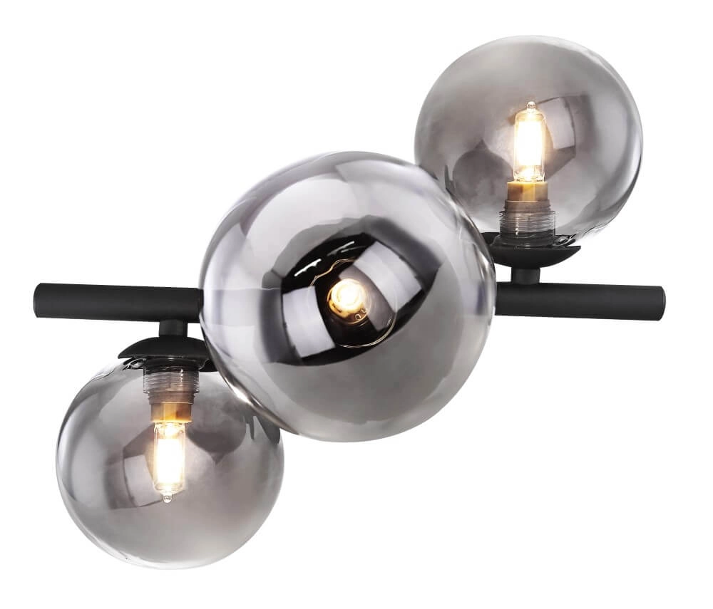 Zwarte plafondlamp met smoke glas Riha Globo 9007371396030