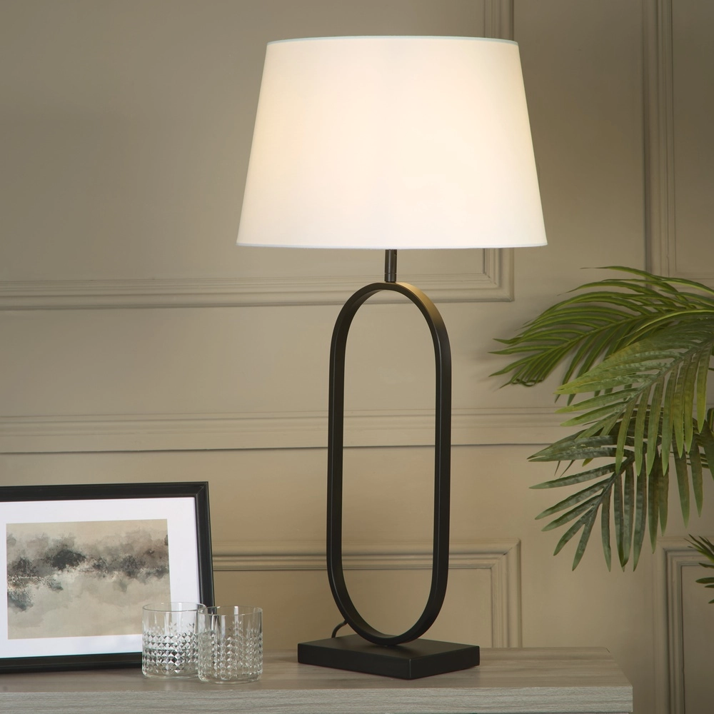 Tafellamp Modish zwart met witte kap Searchlight 5053423306261