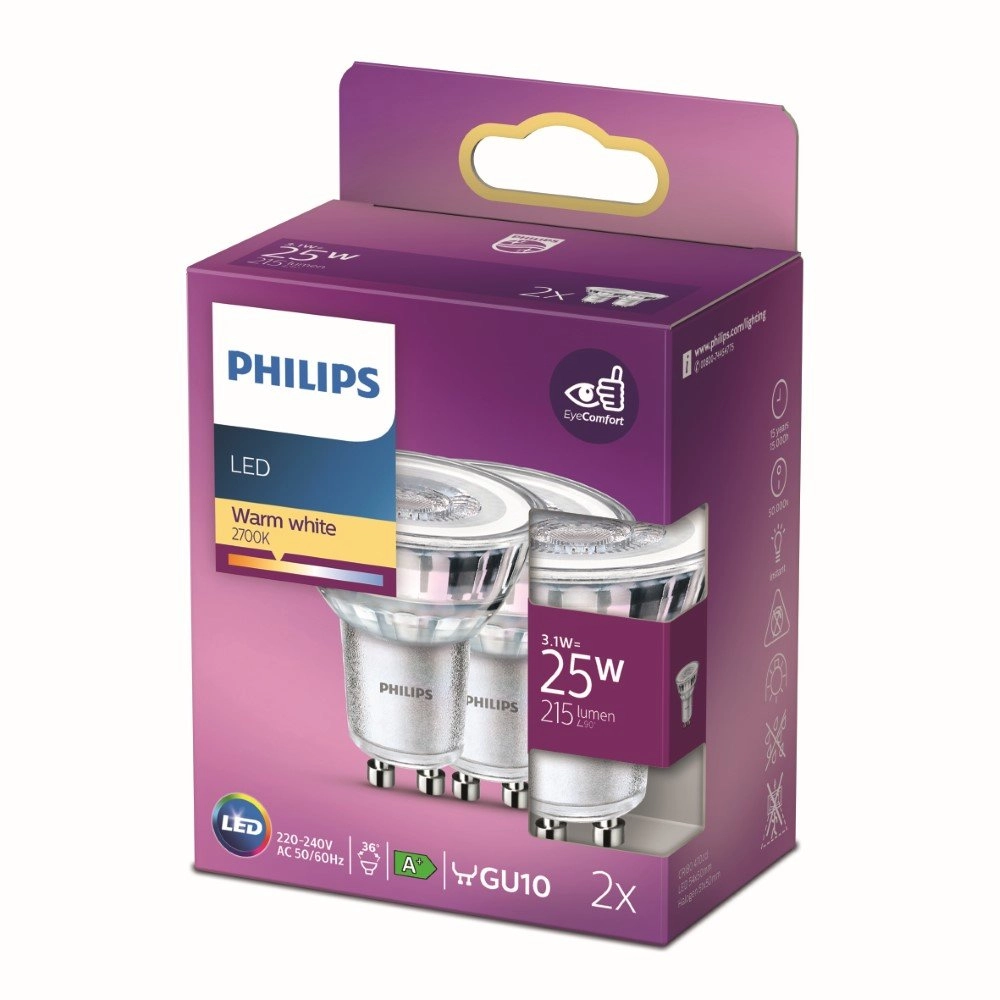 Led lamp 3,1W - GU10 - Led set van 2