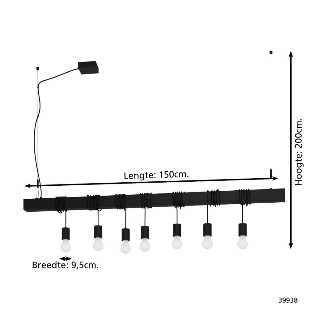 Zwarte hanglamp Townshend-B 7-lichts Stars of Light 9002759399382