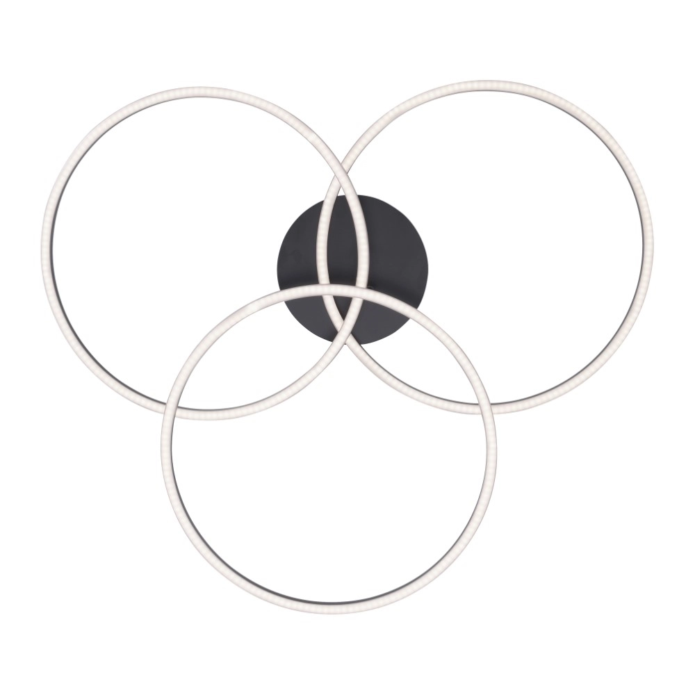 Plafondlamp Ivanka 3-rings zwart Just Light 4043689970567